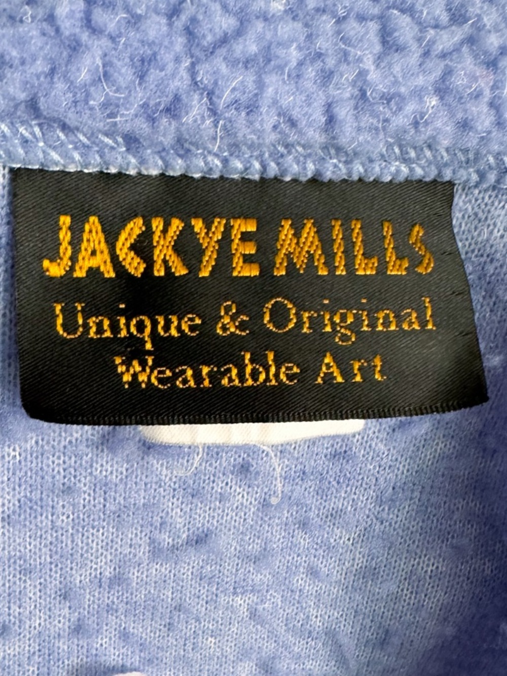 Vtg Jackye Mills Fleece Vest M Blue Periwinkle Bird Graphic Wearable Art Canada - Picture 3 of 11